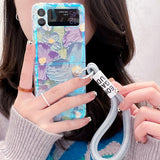 Korean Floral Art Phone Case With Lanyard - Samsung