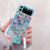 Korean Floral Art Phone Case With Lanyard - Samsung