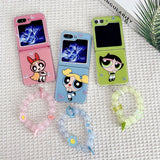 Powerpuff Girls Cartoon Phone Case with Bracelet Charm - Samsung