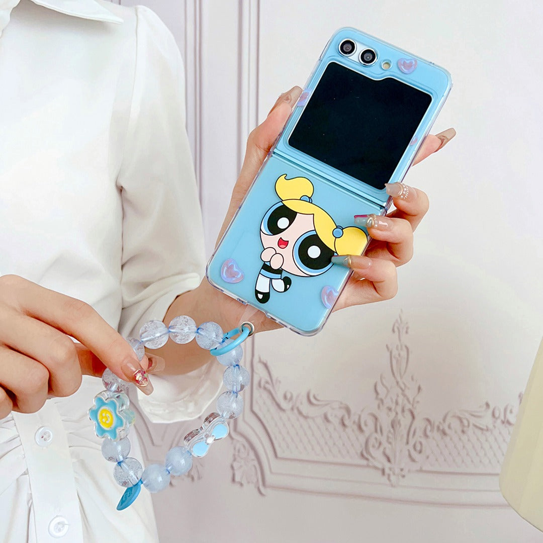 Powerpuff Girls Cartoon Phone Case with Bracelet Charm - Samsung