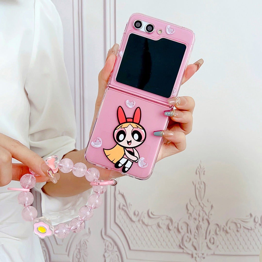 Powerpuff Girls Cartoon Phone Case with Bracelet Charm - Samsung