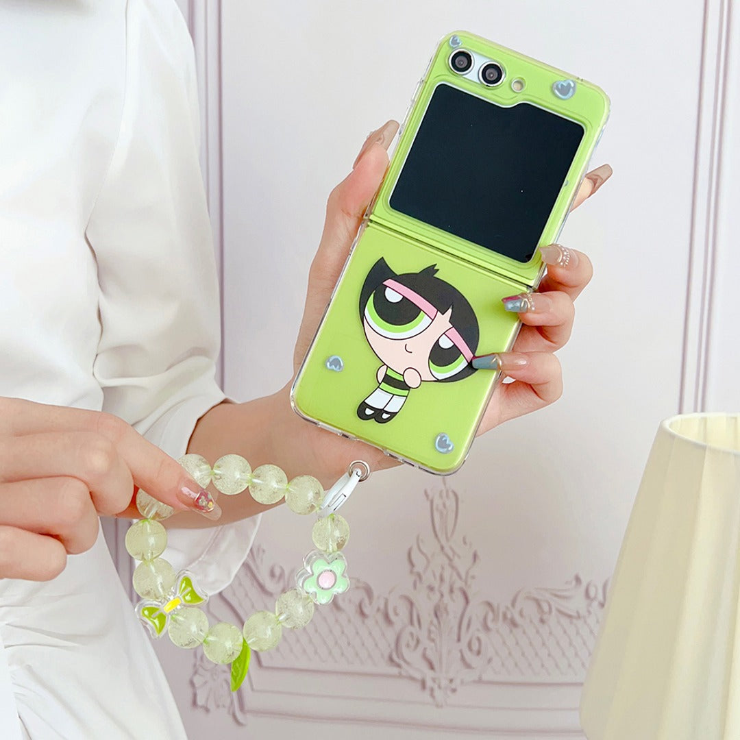 Powerpuff Girls Cartoon Phone Case with Bracelet Charm - Samsung