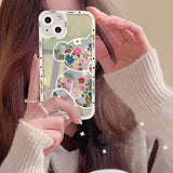 Reflective Laser Cute Bear Flower Phone Case