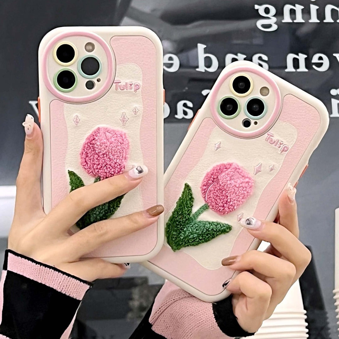 3D Tulip Embroidery Phone Case