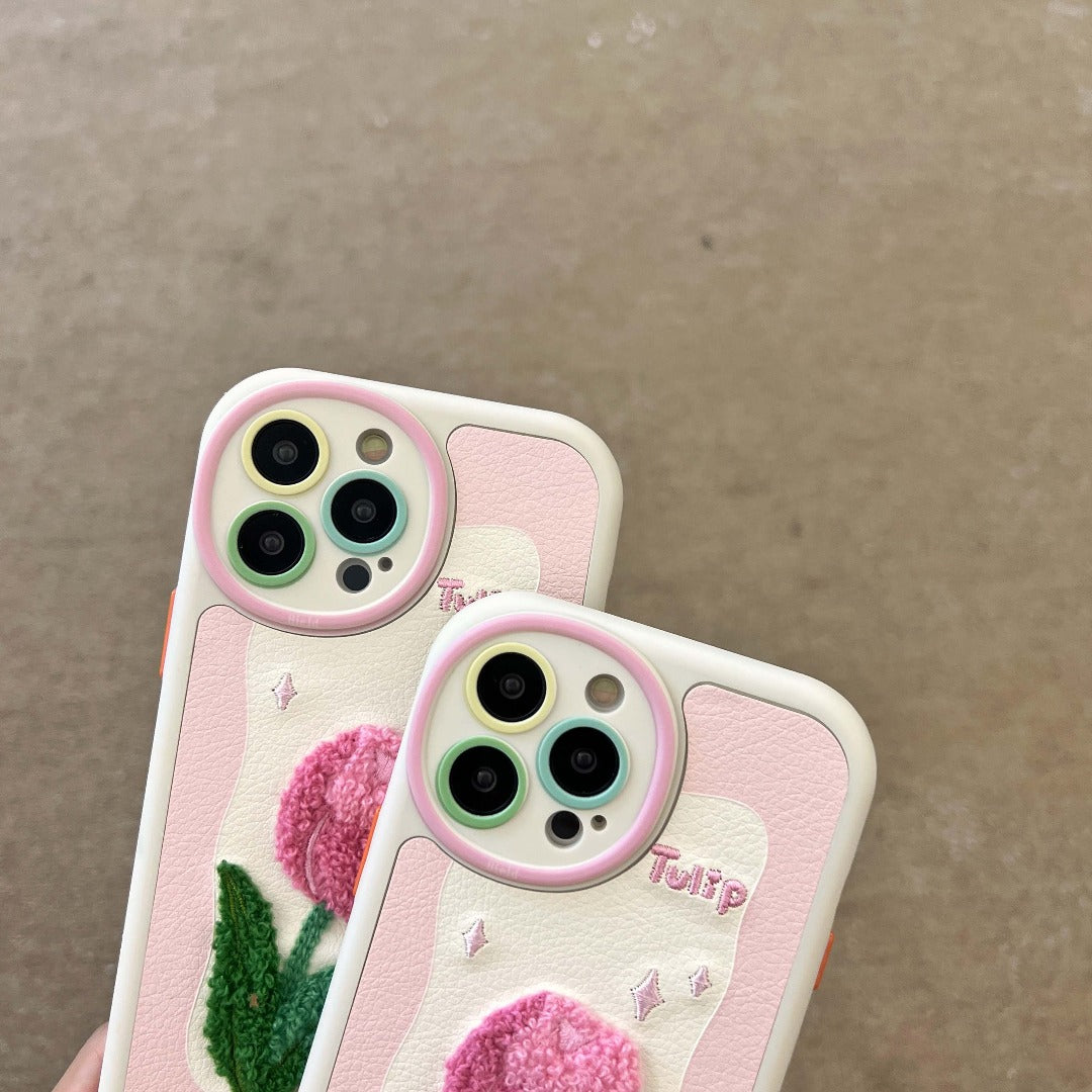 3D Tulip Embroidery Phone Case