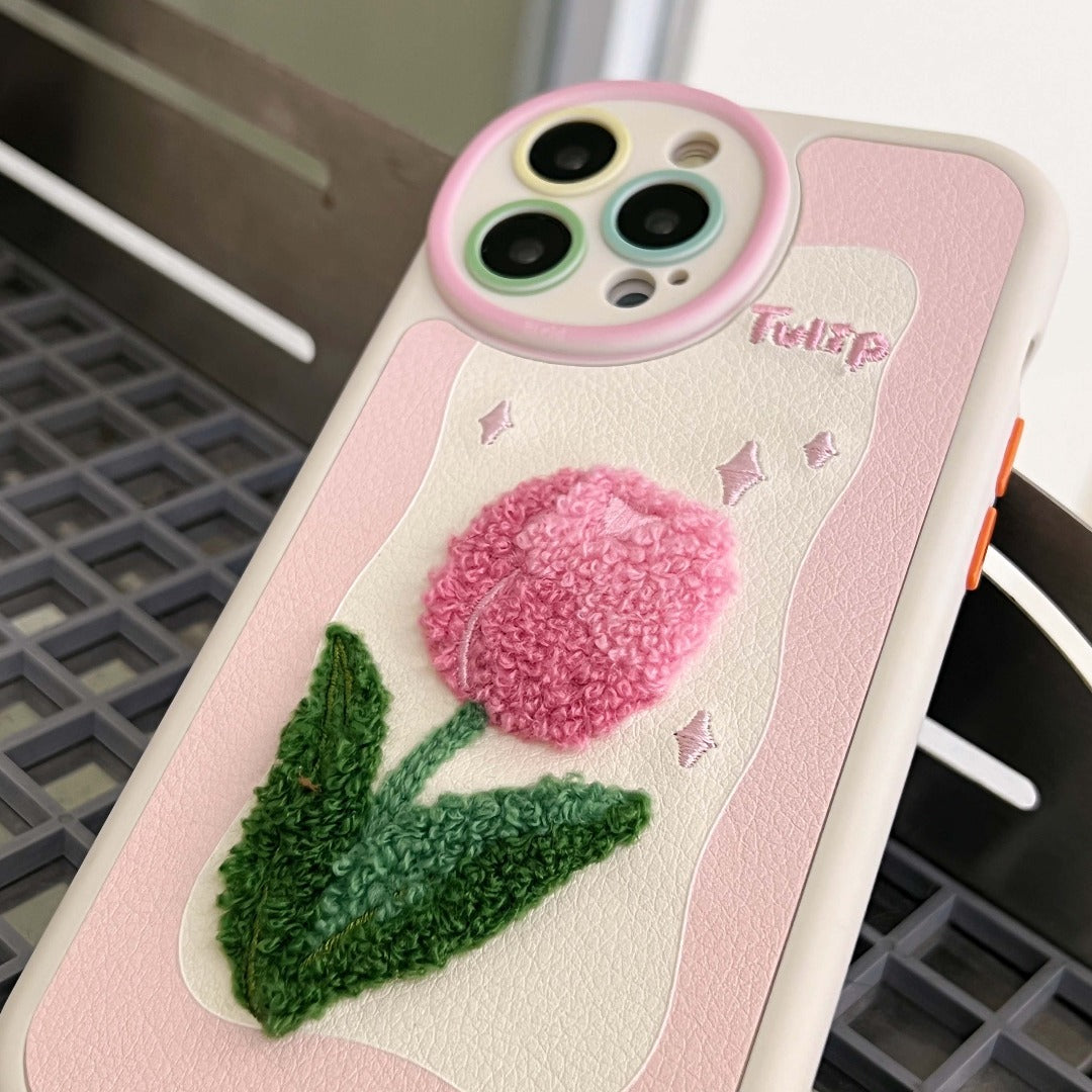 3D Tulip Embroidery Phone Case