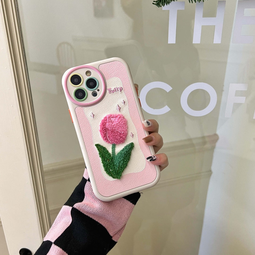 3D Tulip Embroidery Phone Case