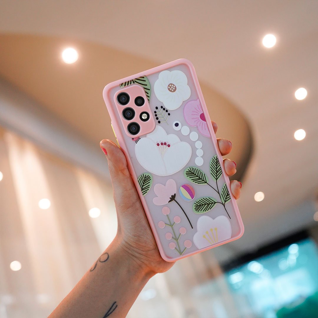 Floral Print Hybrid Matte Anti-shock Case - Samsung