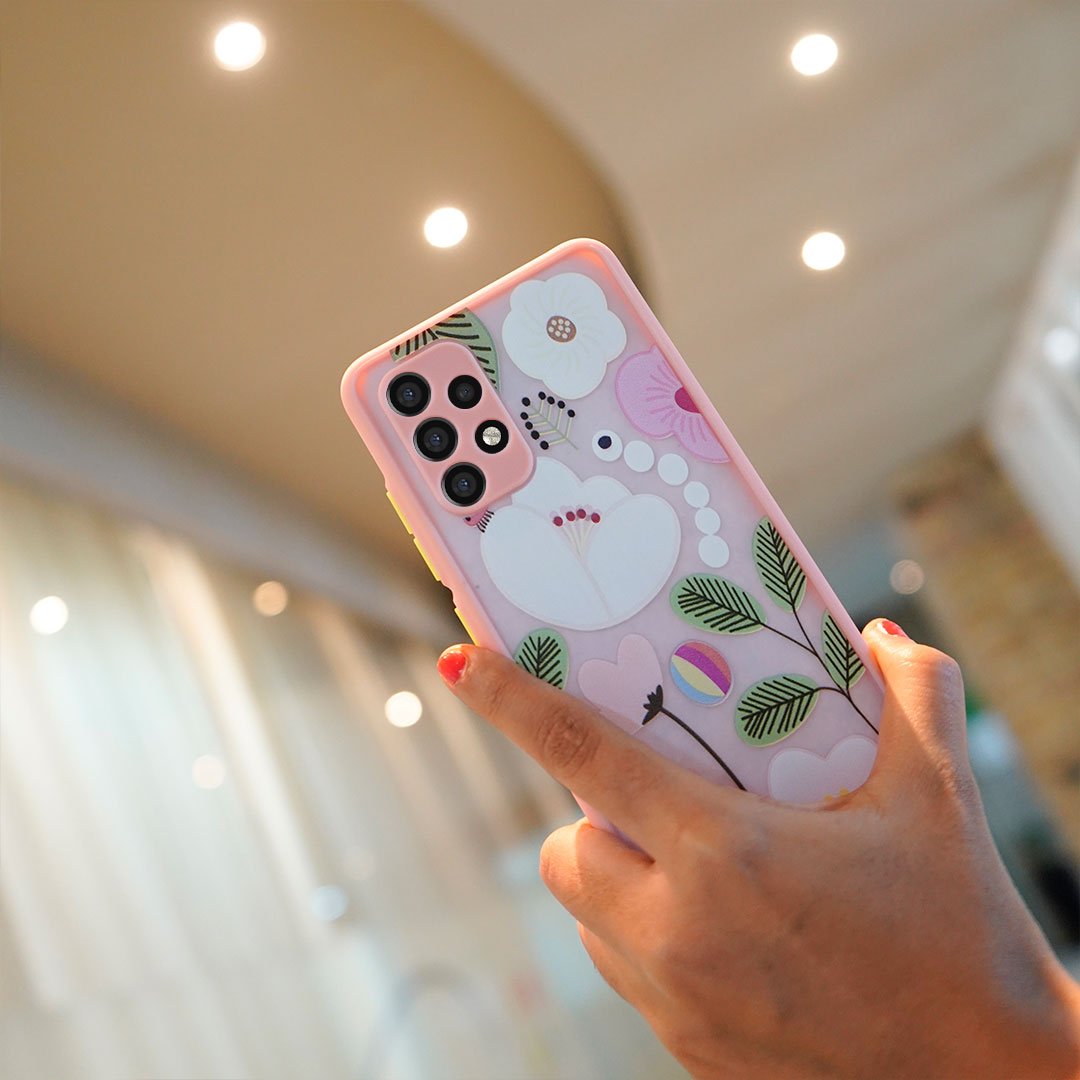 Floral Print Hybrid Matte Anti-shock Case - Samsung
