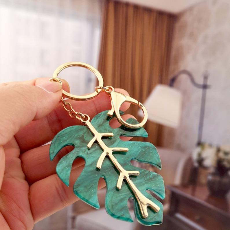 Autumn Gold Leaf Keyring