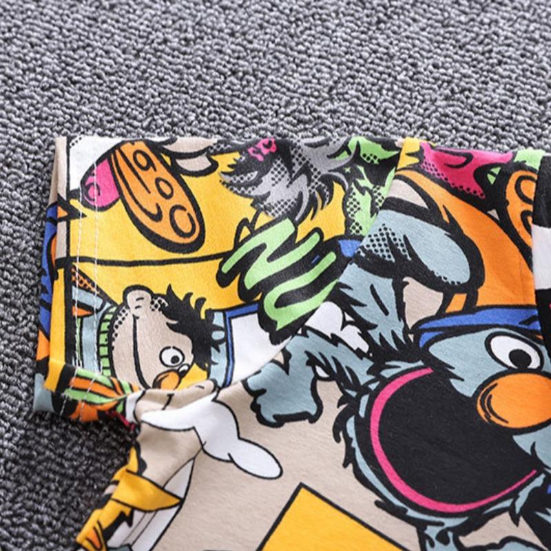Comic Printed T shirt Summer Clothing Set