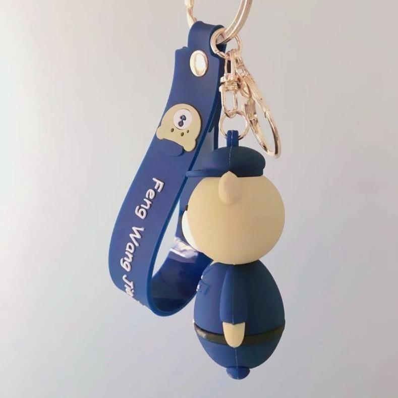 Cute Bear in Uniform Keyring