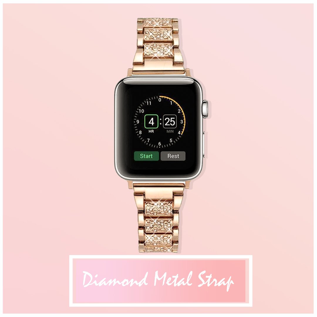 Diamond Metal Strap for Apple Watch [42/44MM] - Rose Gold