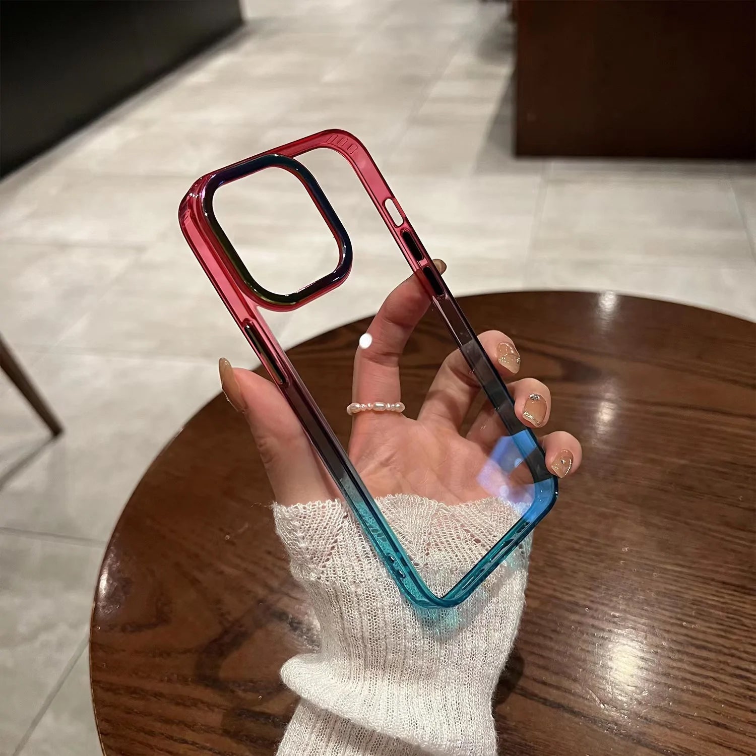 Gradient Clear Metal Ring Case - iPhone