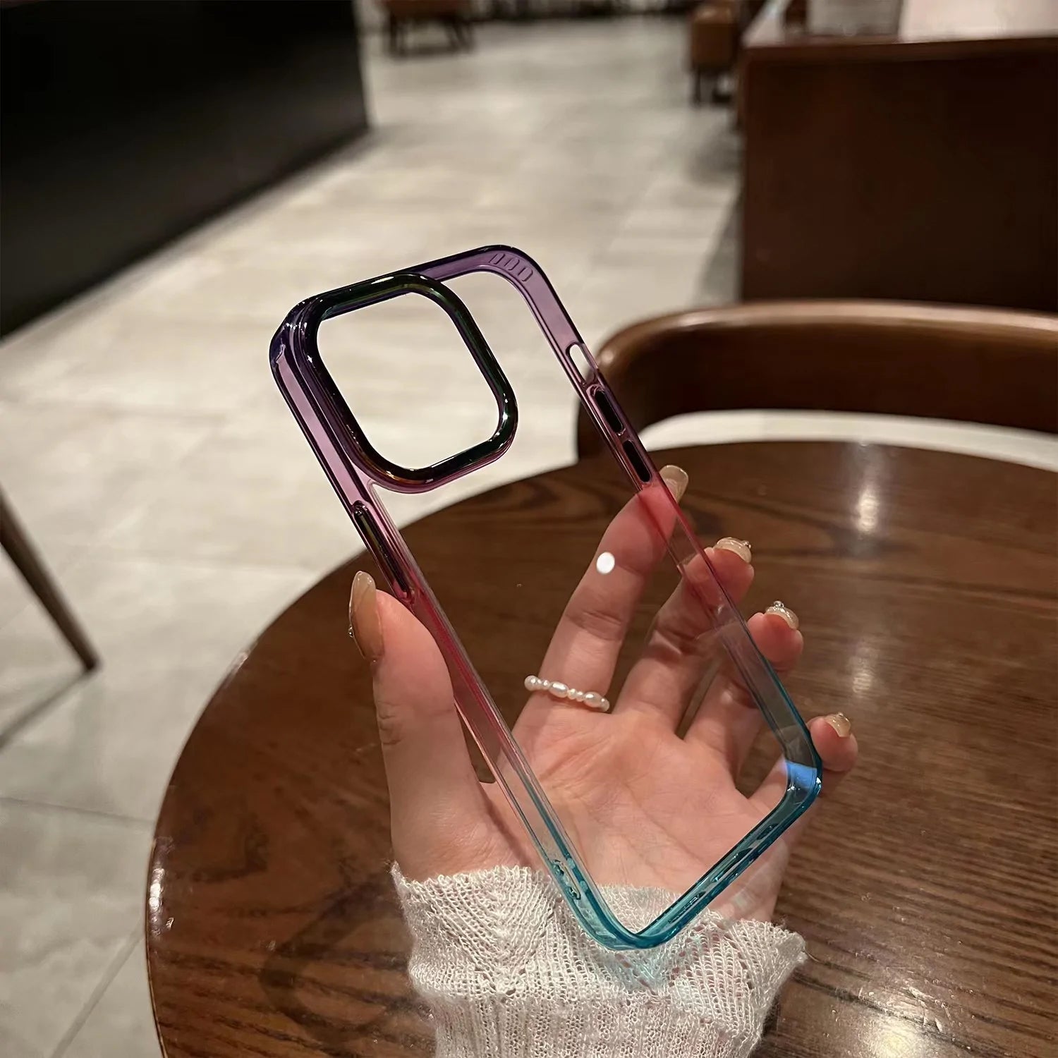 Gradient Clear Metal Ring Case - iPhone