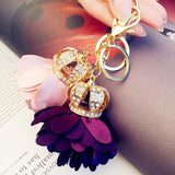 Gold Crown With Flower keychain