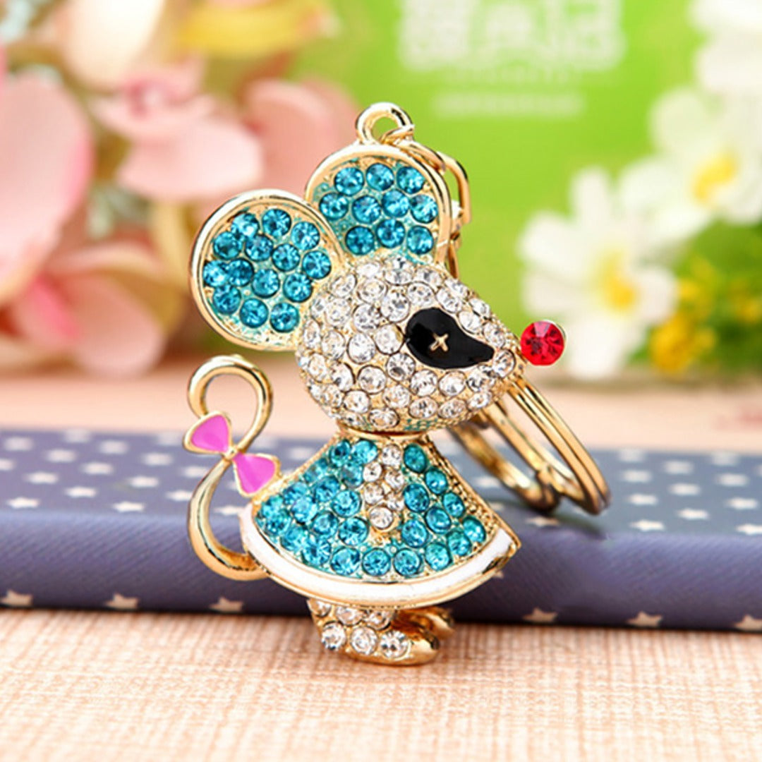 Rhinestone Crystal Mouse Keychain