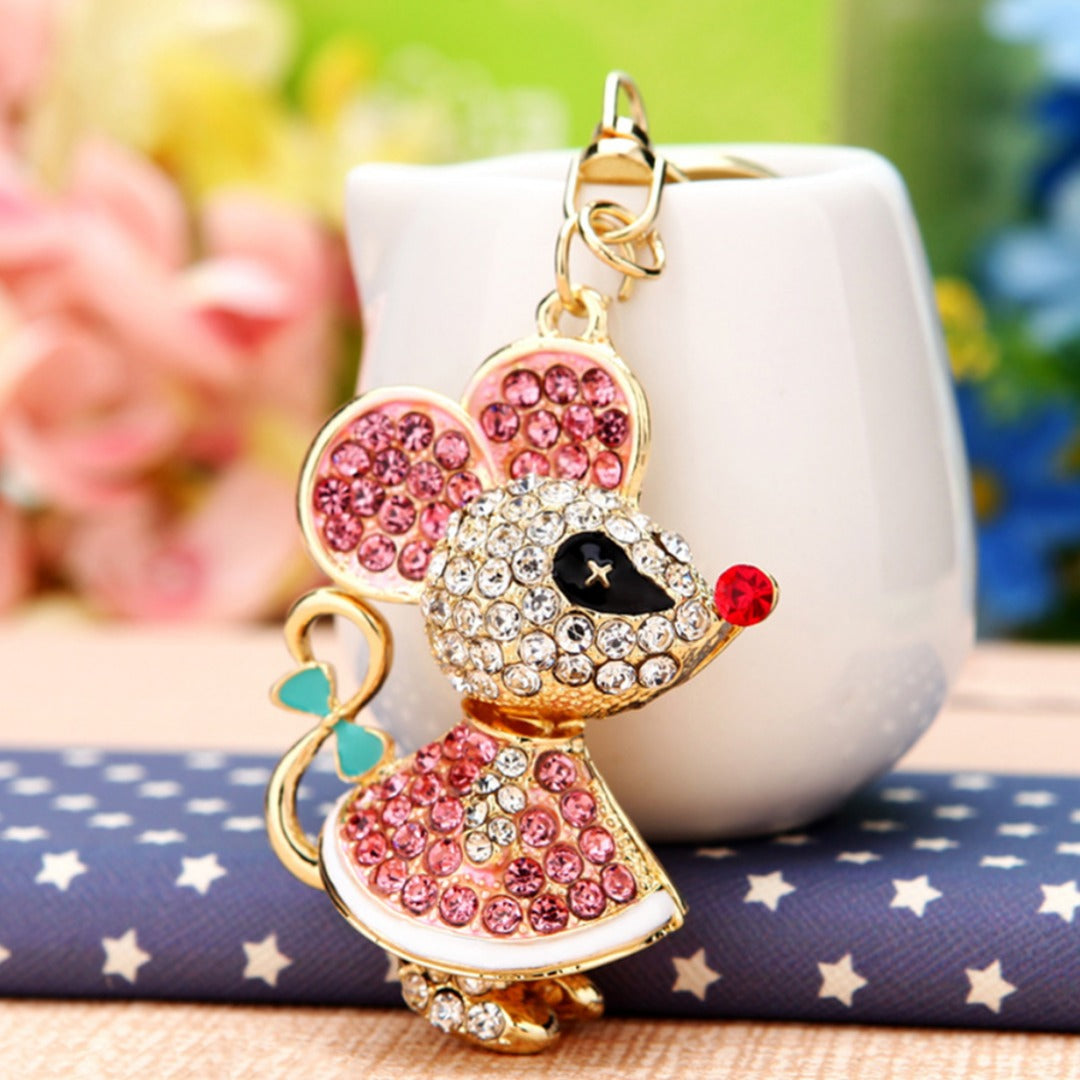 Rhinestone Crystal Mouse Keychain