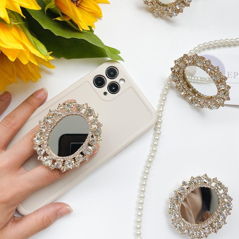 Diamond Studded Mirror Pop Socket