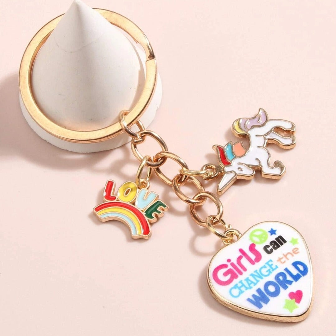 Rainbow Love Unicorn Keychain