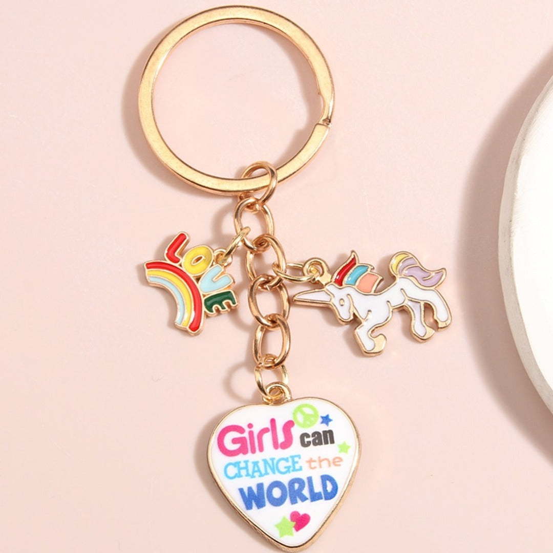 Rainbow Love Unicorn Keychain