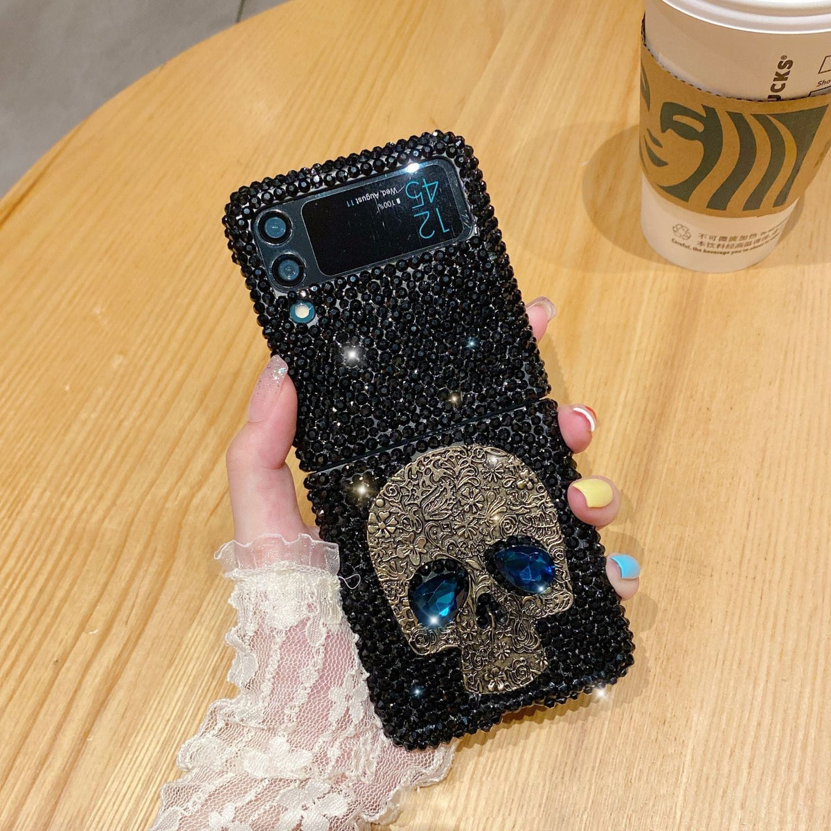 Galaxy Z Flip Sparkling Skull Case - Samsung