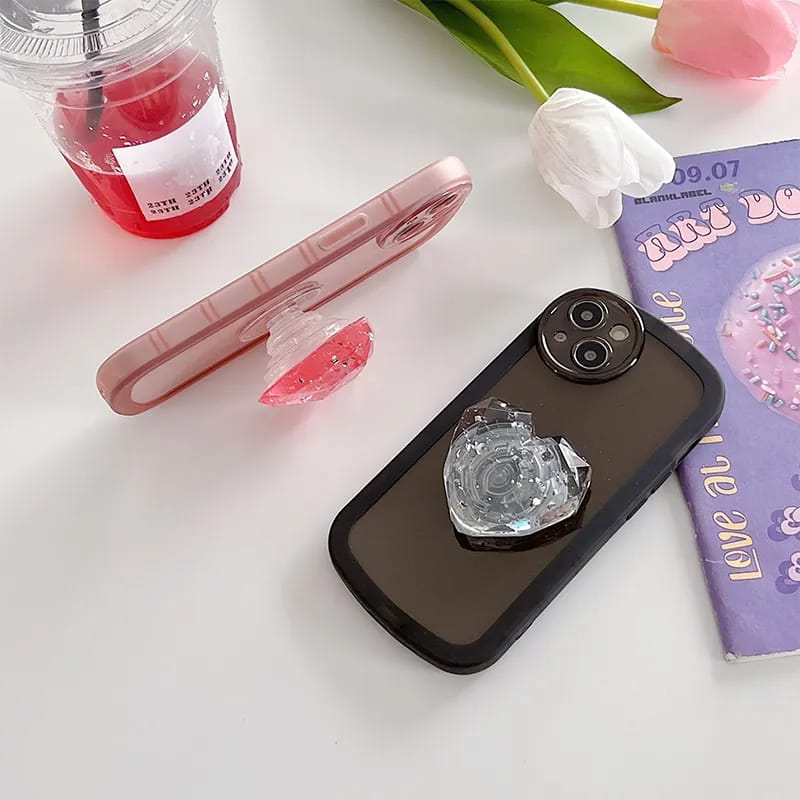 Crystal Heart Pop Socket Case