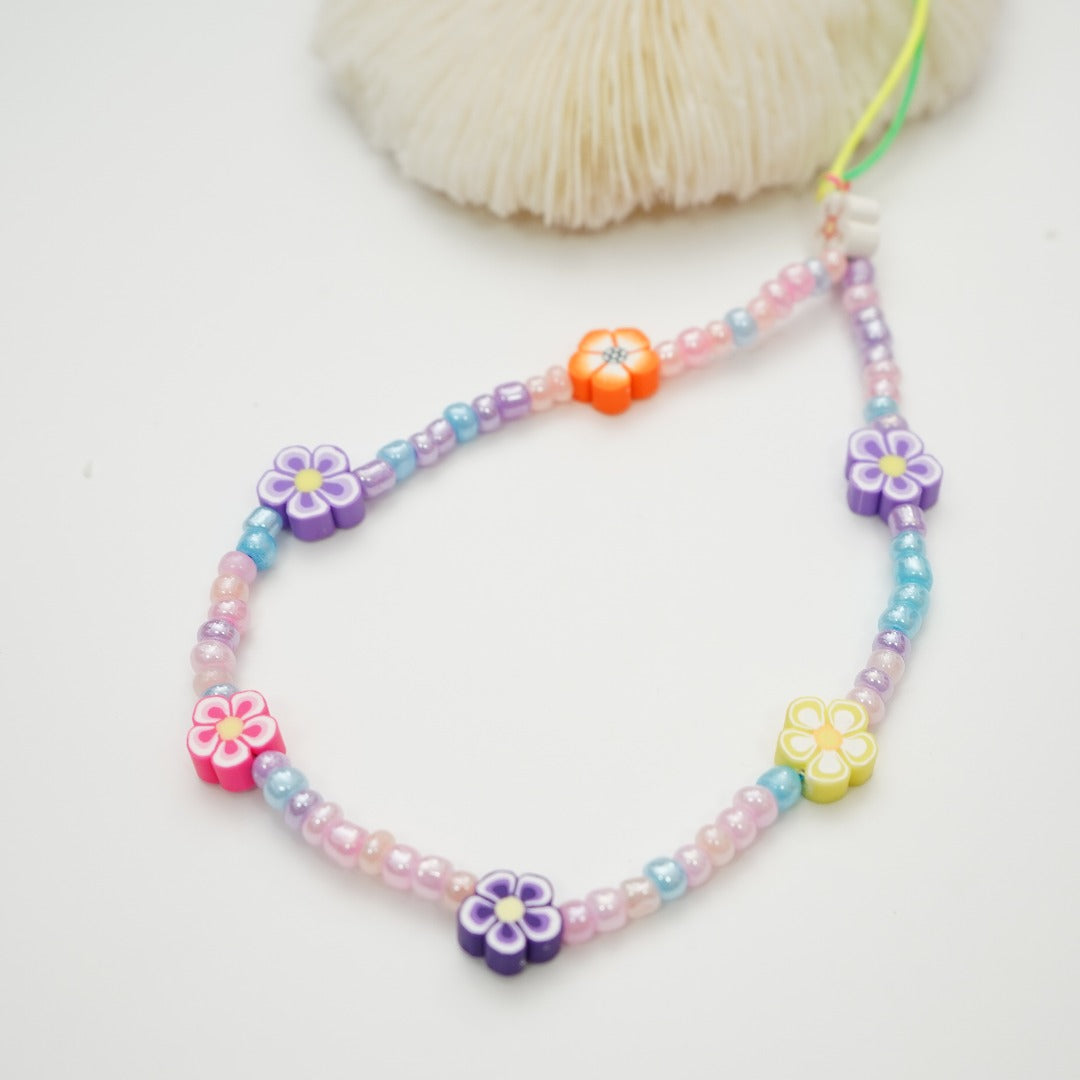 Floral - Multi Color Beaded Phone Charm