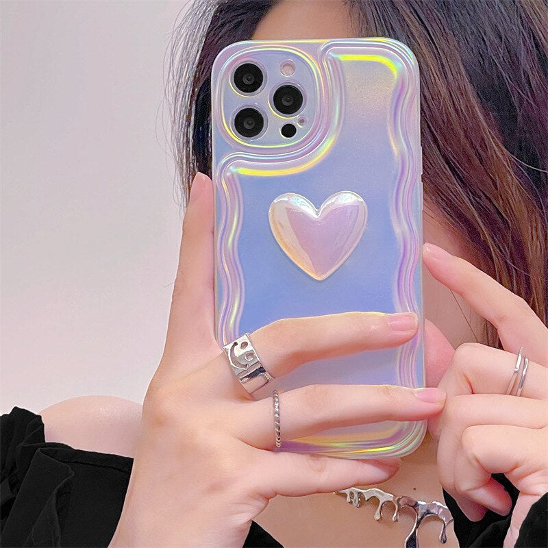 Gradient Laser Love Heart Case