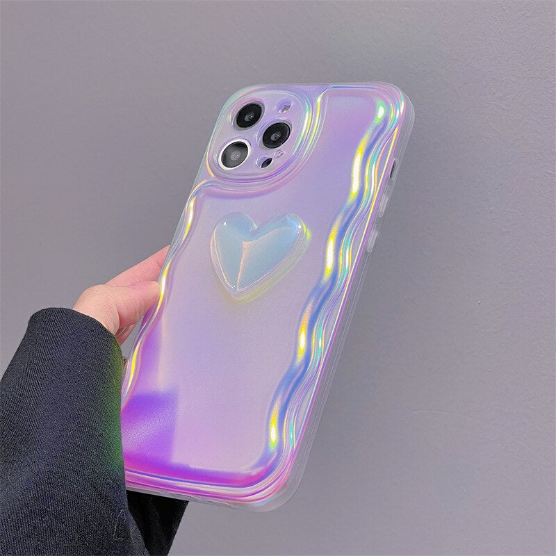 Gradient Laser Love Heart Case