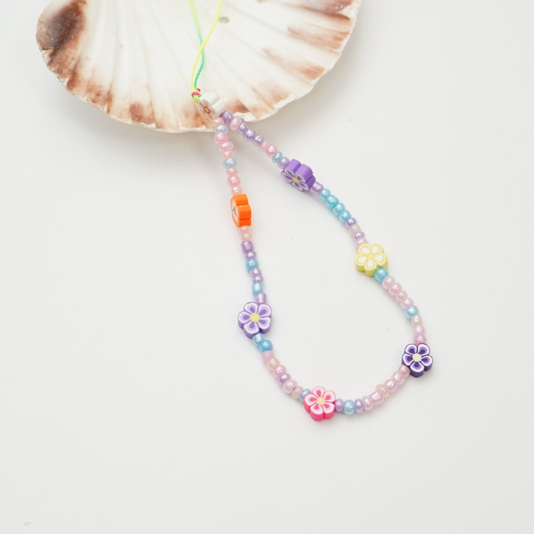 Floral - Multi Color Beaded Phone Charm