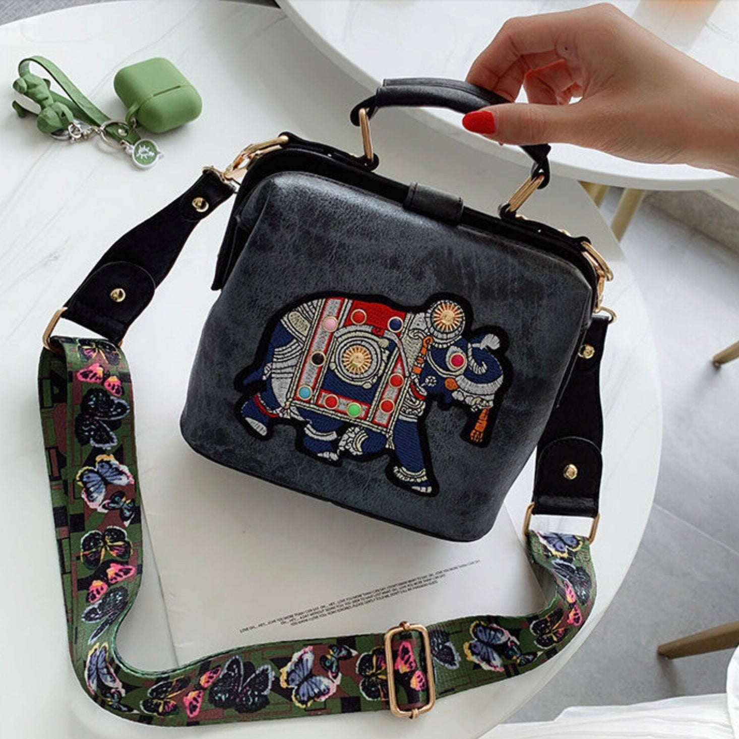 Elephant Embroidered Ethnic Sling Bag