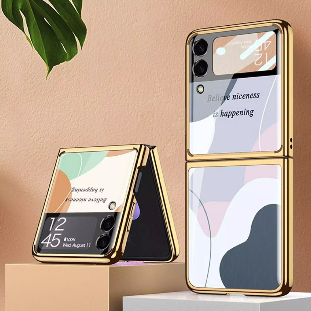 Galaxy Z Flip3 Bubble Pattern Inspirational Glass Case