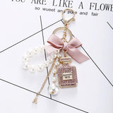 Alloy Rhinestone Perfume Bottle Keyring