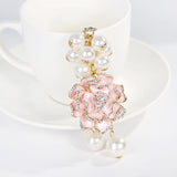 Rhinestone Crystal Flower Pearl Keychain