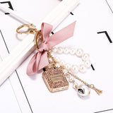 Alloy Rhinestone Perfume Bottle Keyring