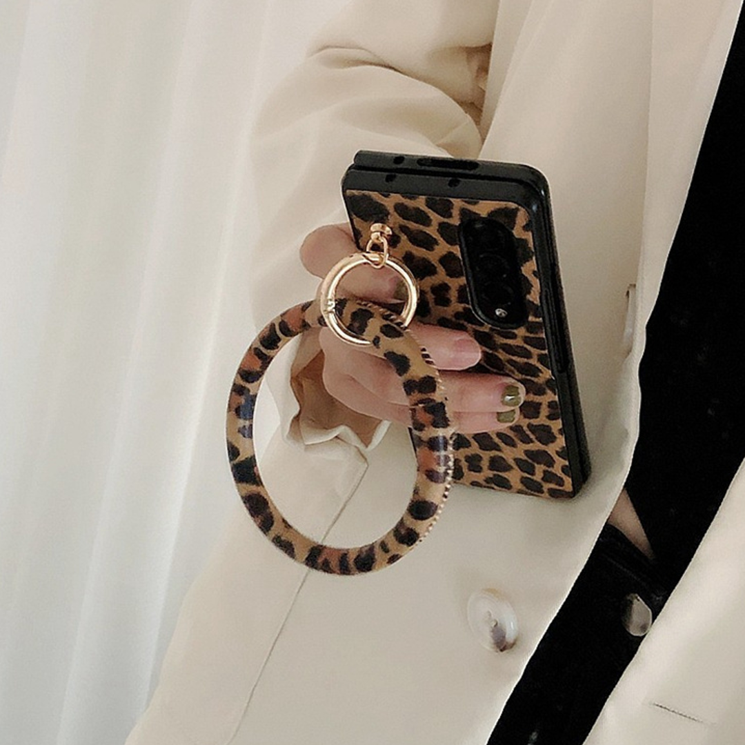 Leopard Printed Wrist Strap Bracelet Case - Samsung