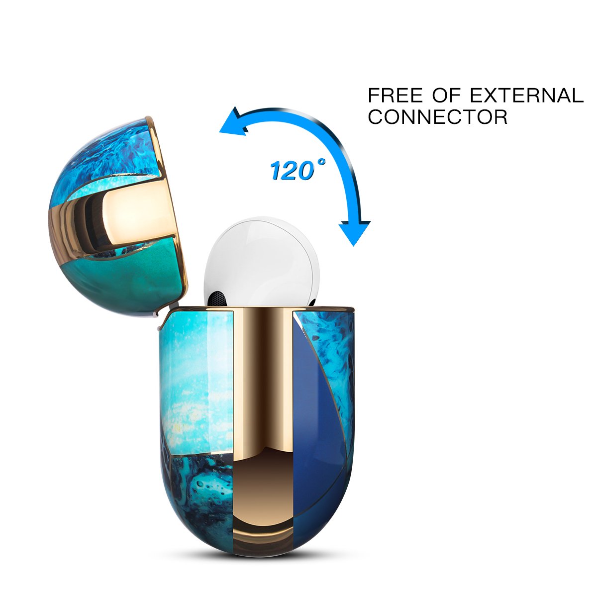 Luxury Gold Blue Marble Case - AirPods Pro