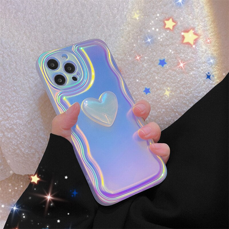 Gradient Laser Love Heart Case