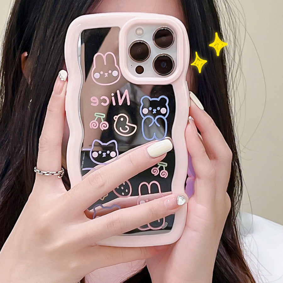 Cute Kitten Pattern Mirror Case