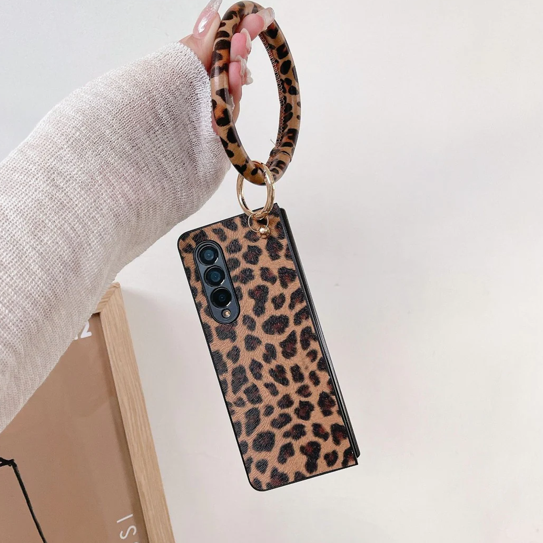 Leopard Printed Wrist Strap Bracelet Case - Samsung